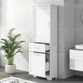 Freestanding Storage Cabinet with Two Different Size Drawers and Adjustable Shelf