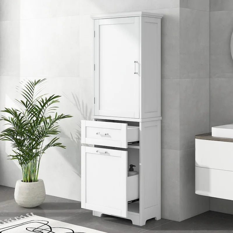 Freestanding Storage Cabinet with Two Different Size Drawers and Adjustable Shelf