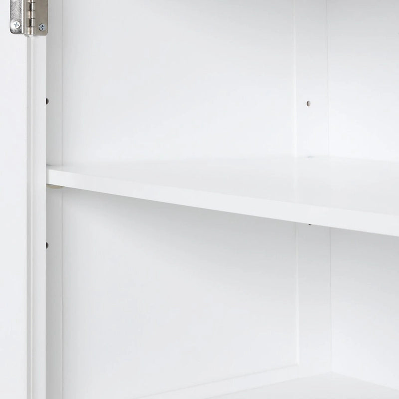 Freestanding Storage Cabinet with Two Different Size Drawers and Adjustable Shelf
