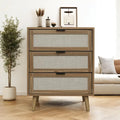 3 Drawer Cabinet, Suitable for bedroom, natural rattan and spandex silk,living room, study