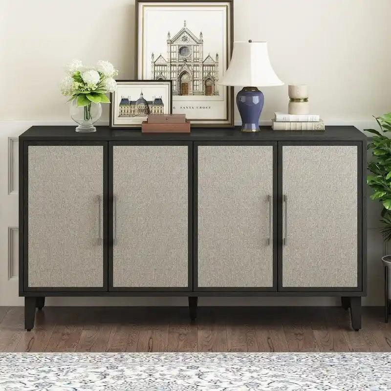 Light Luxury Style Cabinet with Four Linen Cabinet Doors,Suitable for Living Room,Study Room,Entrance
