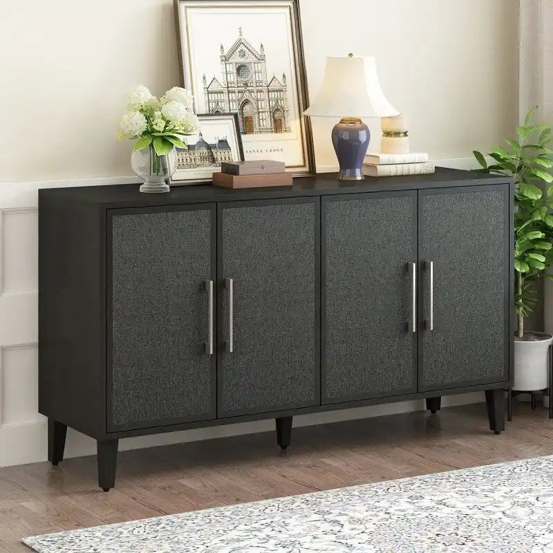 Light Luxury Style Cabinet with Four Linen Cabinet Doors,Suitable for Living Room,Study Room,Entrance