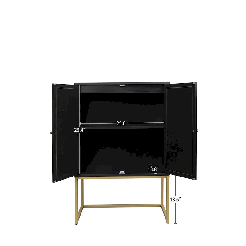 2 Door High Cabinet,Natural Rattan 2 Door high cabinet,Built-in adjustable shelf,Free Standing Cabinet