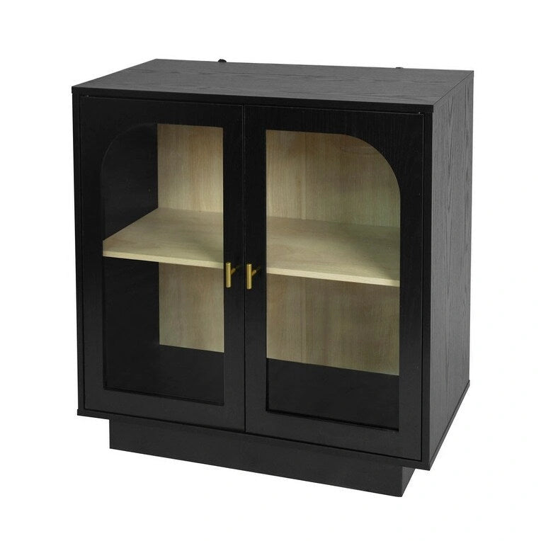 2 Storage Cabinet with Glass Door for Living Room, Dining Room, Study