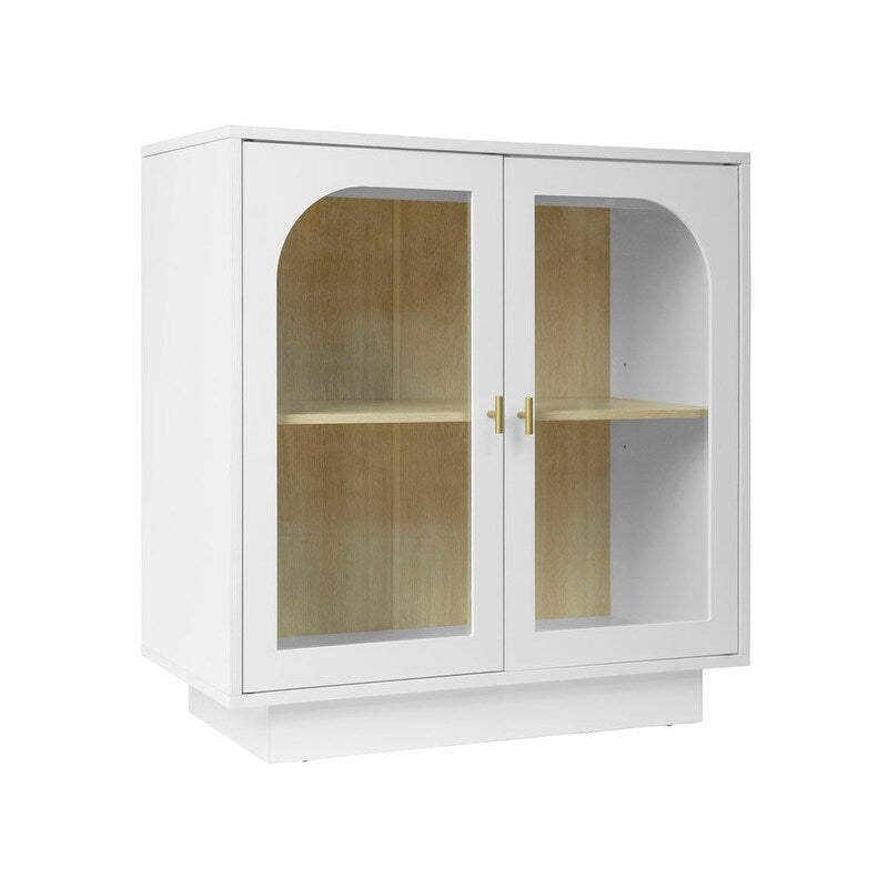 2 Storage Cabinet with Glass Door for Living Room, Dining Room, Study