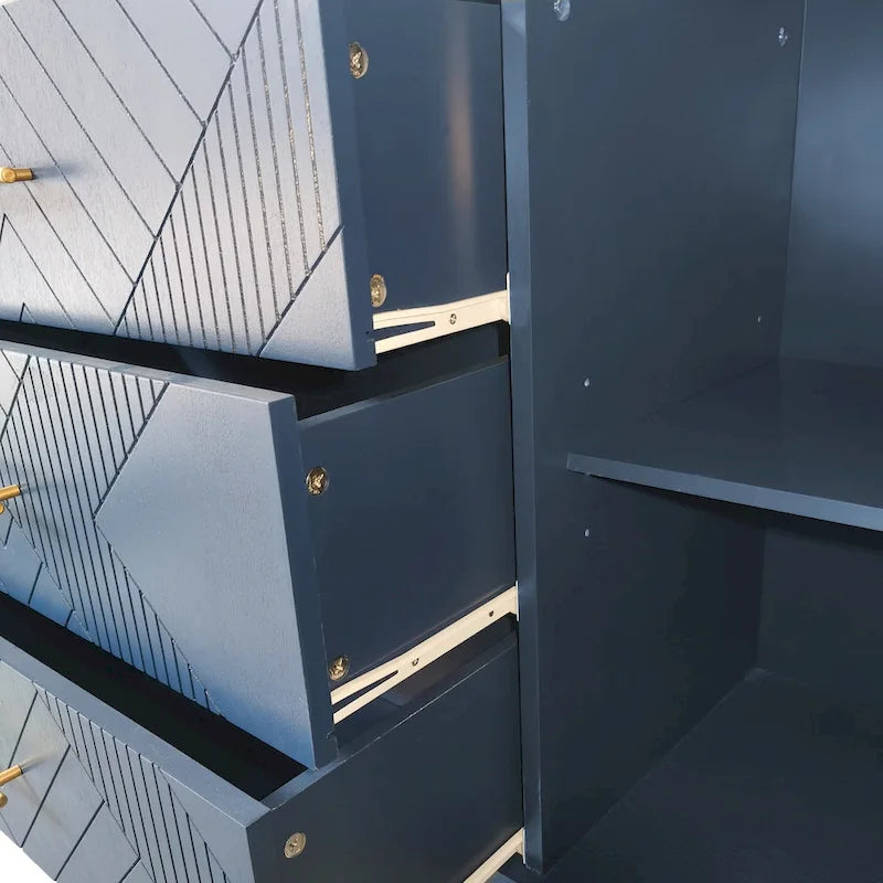 2-Door 3-Drawer Cabinet with Carved Effect