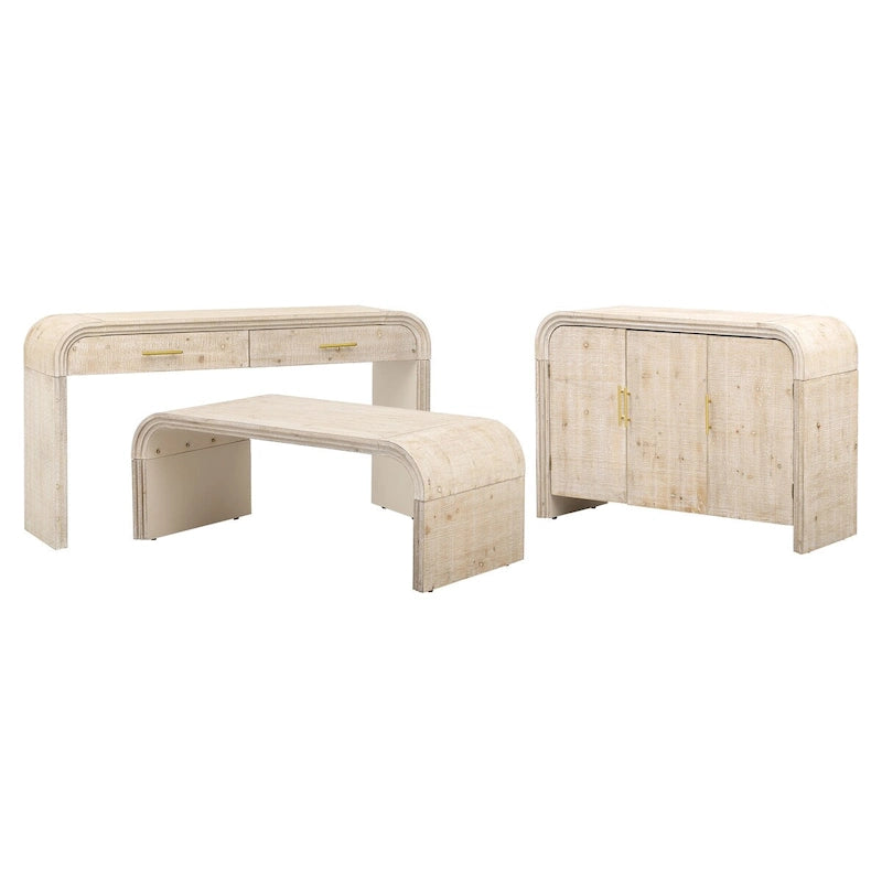 Unique Retro Silhouette Sectional Three-Piece Set Containing Sideboard, Console Table and Coffee Table, Suitable