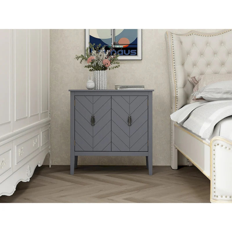 2 Door Wooden Cabinets with Adjustable Shelve, Wood Cabinet Vintage Style Sideboard for Living Room, Dining Room, Office