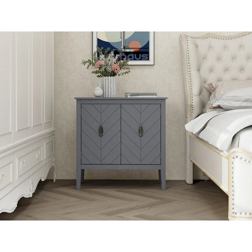 2 Door Wooden Cabinets with Adjustable Shelve, Wood Cabinet Vintage Style Sideboard for Living Room, Dining Room, Office