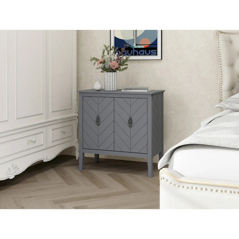 2 Door Wooden Cabinets with Adjustable Shelve, Wood Cabinet Vintage Style Sideboard for Living Room, Dining Room, Office