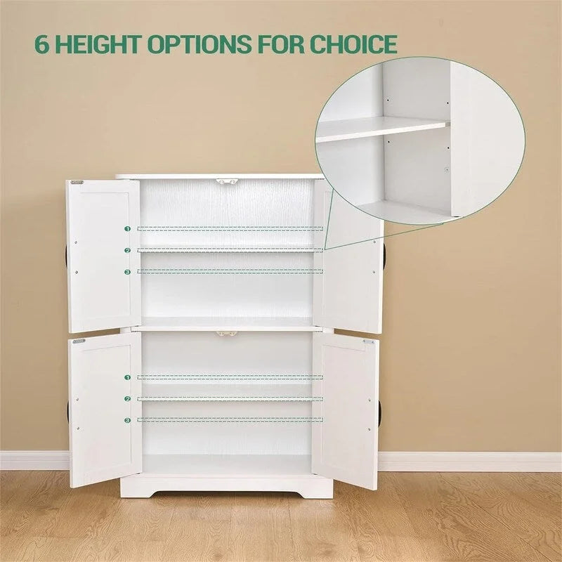 Freestanding Cabinet with 4 Door, 2 Adjustable Shelves - 11.8D x 23.6W x 43.3H