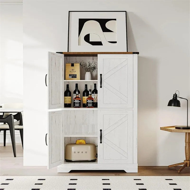 Freestanding Cabinet with 4 Door, 2 Adjustable Shelves - 11.8D x 23.6W x 43.3H