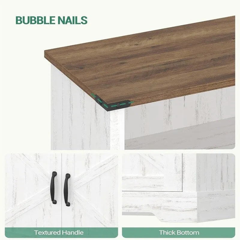 Freestanding Cabinet with 4 Door, 2 Adjustable Shelves - 11.8D x 23.6W x 43.3H