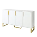 Kitchen Sideboard Cabinet with 4 Doors, Meta handles, Legs and Adjustable Shelves - 60L x 15.7W x 34H