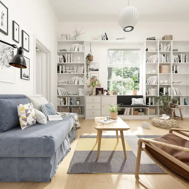 White Shoe Bench with Black Cushion and Adjustable Storage Drawers