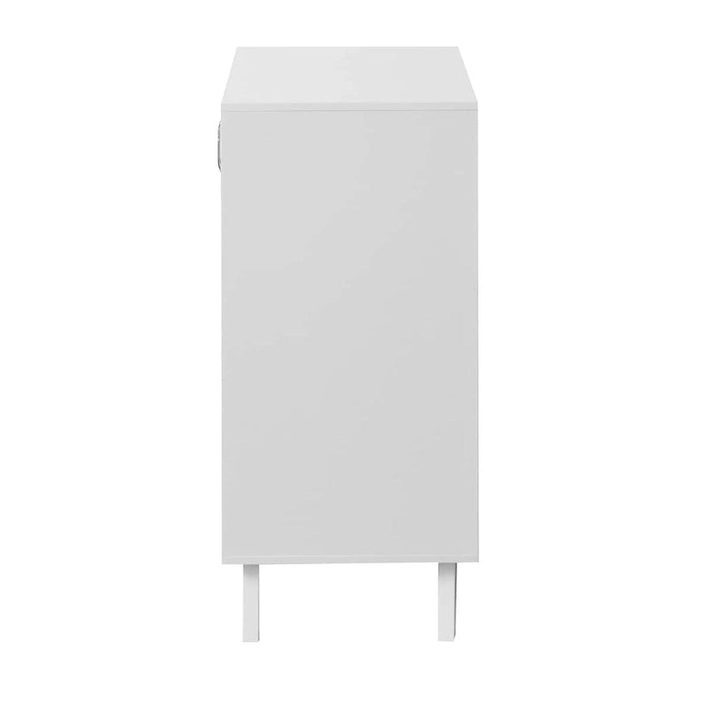 Modern Bathroom Cabinet Storage Organizer with 2 Glass Doors and Adjustable Shelf White