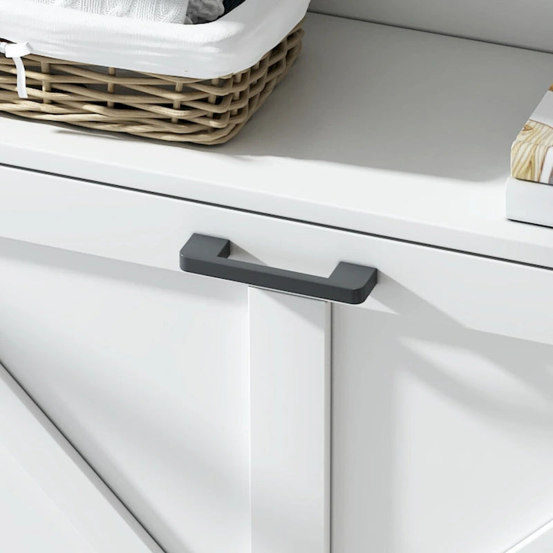 Shoe Storage Cabinet with Barn Door Design,Shoe Organizer with 2 Flip Drawers,Freestanding Shoe Rack Cabinet with Open Storage