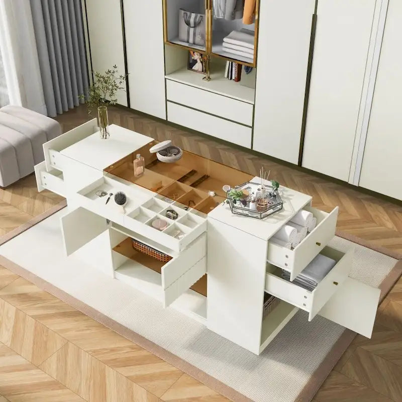Modern Luxury Multi-Functional Island Vanity Dresser and Storage Cabinet