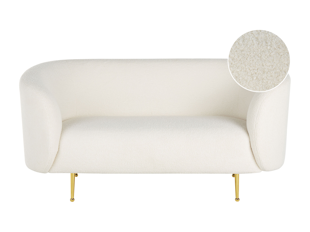 White Boucle Fabric Sofa