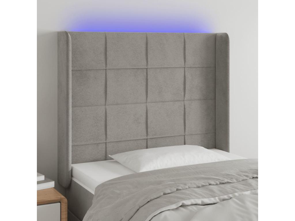 Gray Velvet Bed, 93 x 16 x 118 cm