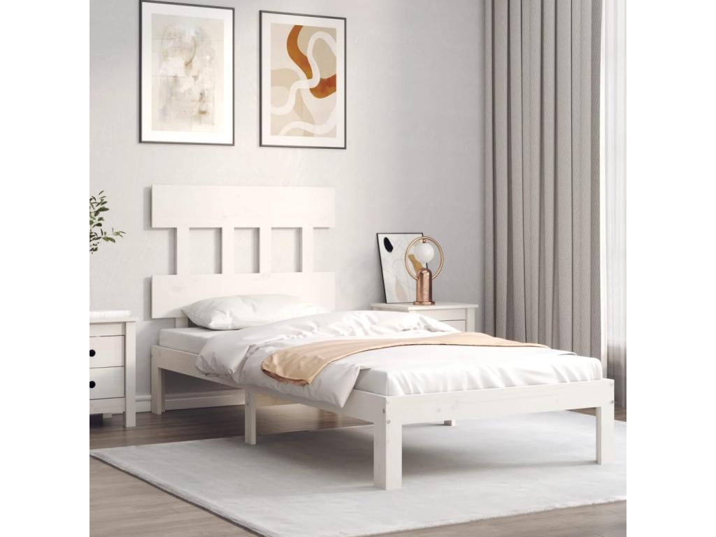 White Solid Wood Bed Frame, 100 x 200 cm - dlz1766579626724