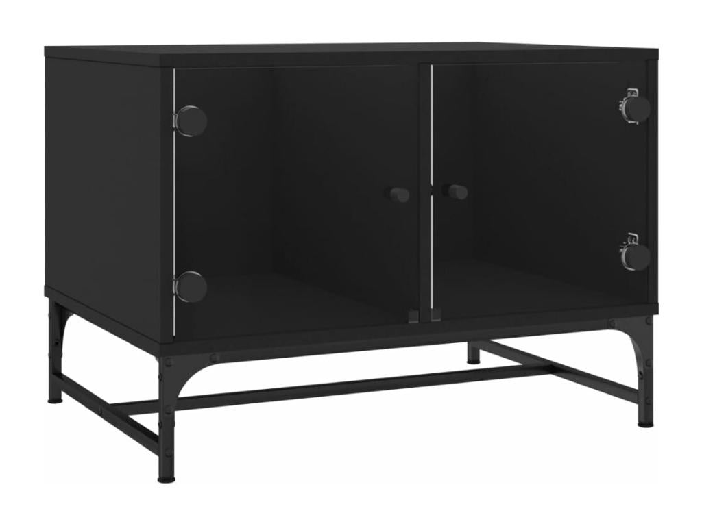 Black Glass Coffee Table, 68.5 x 50 x 50 cm