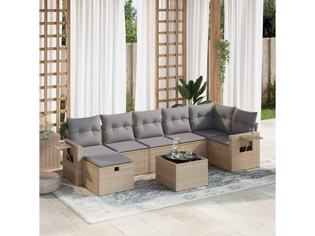 Beige Woven Resin Wicker Outdoor Furniture Set - dlz1766579617009