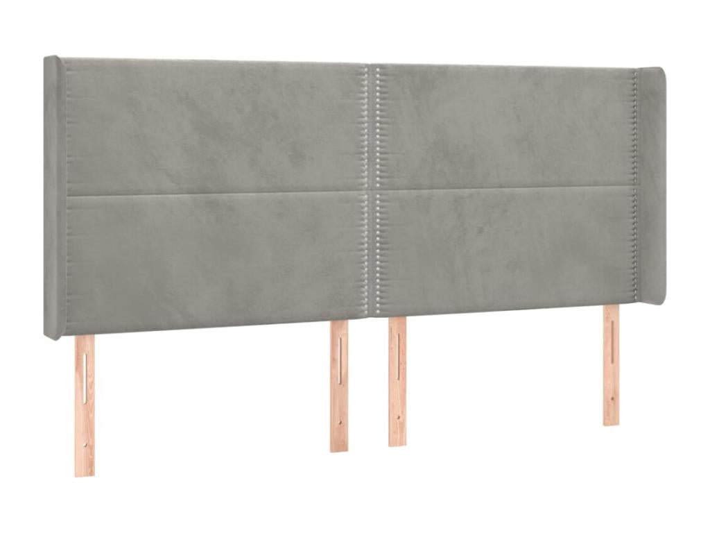 Gray Velvet Bed, 203 x 16 x 118 cm