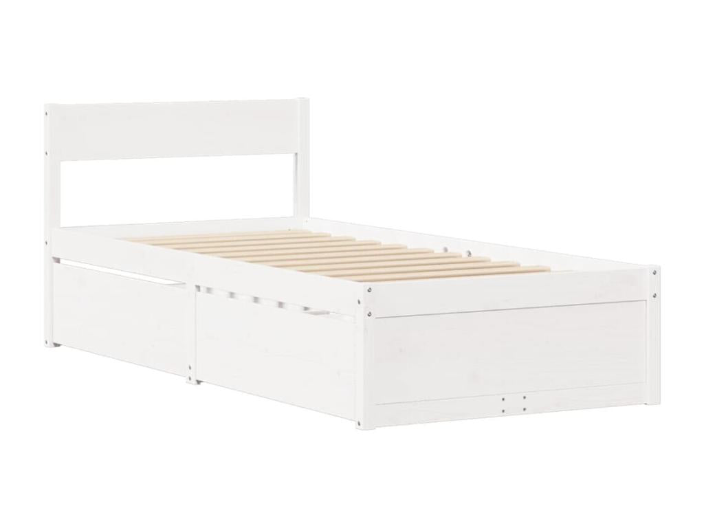 White Solid Wood Bed Frame, 100 x 200 cm