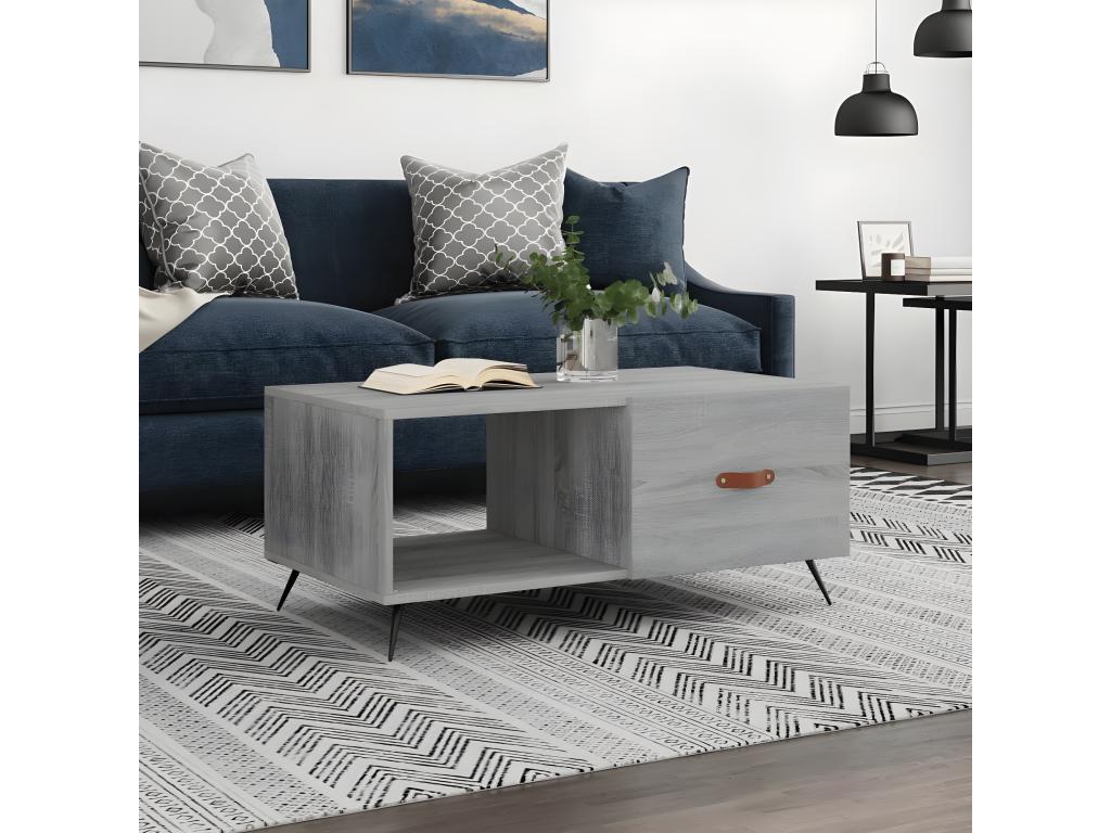 Gray Engineered Wood Coffee Table, 90 x 50 x 40 cm