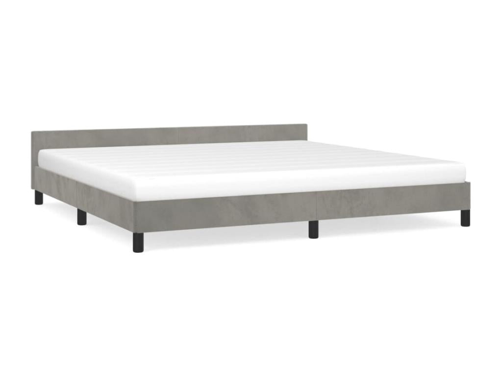 Gray Velvet Bed Frame, 200 x 200 cm
