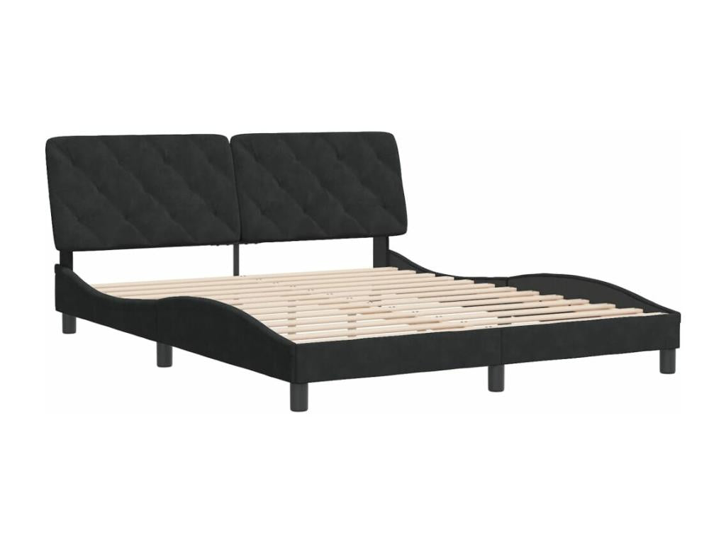 Black Velvet Bed Frame, 160 x 200 cm