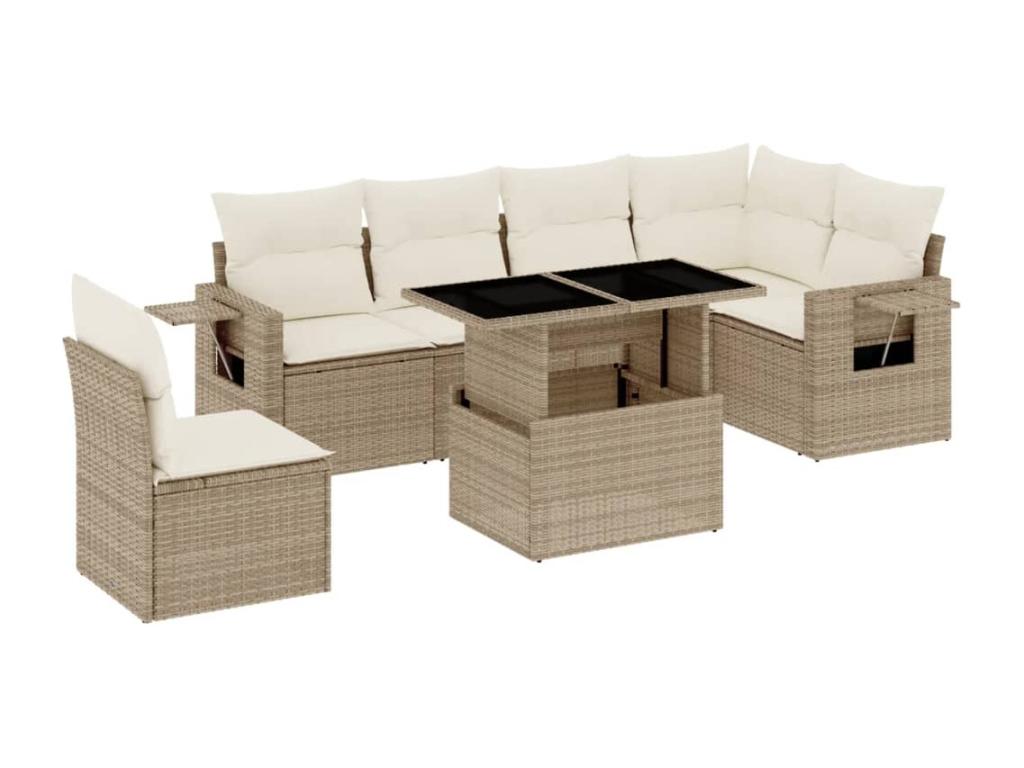 Beige Woven Resin Wicker Outdoor Furniture Set - dlz1766579665201
