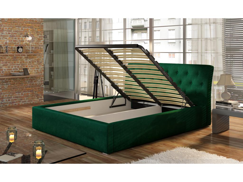 Blue Velvet Bed, 140 x 200 cm