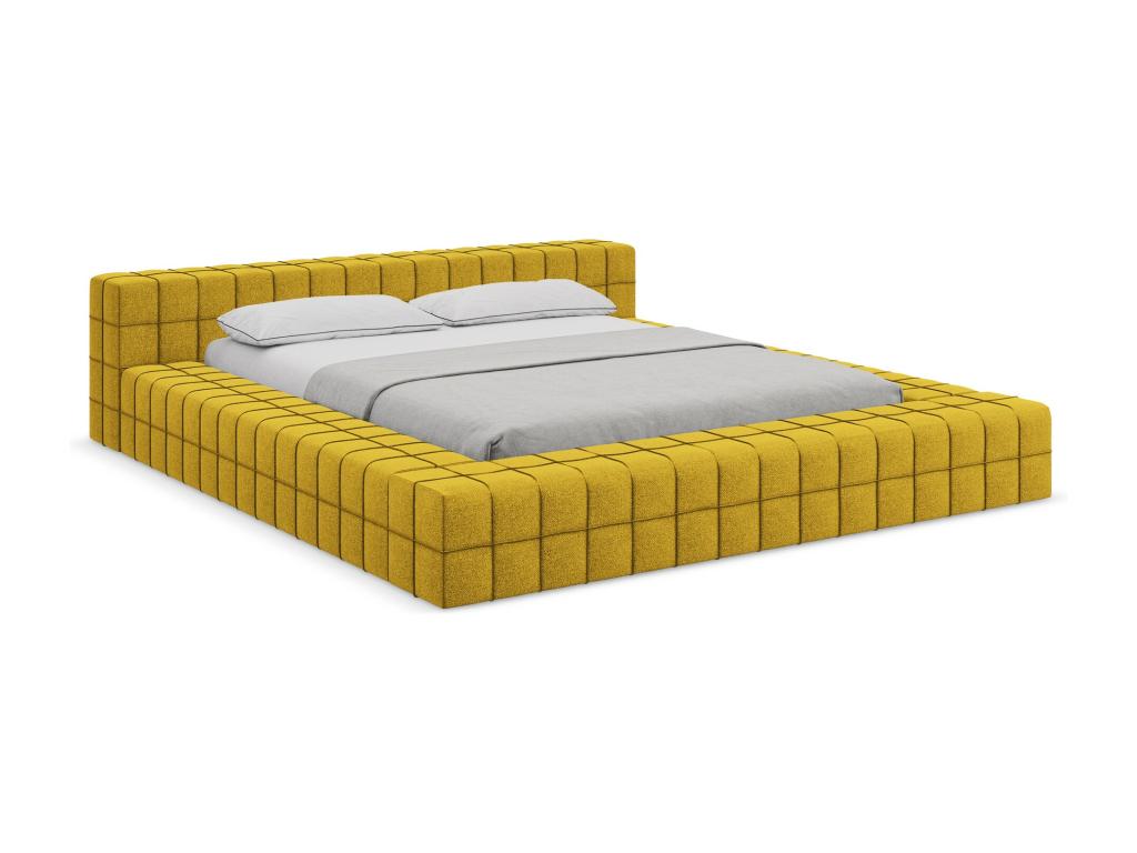Yellow Fabric Bed, 160 x 200 cm