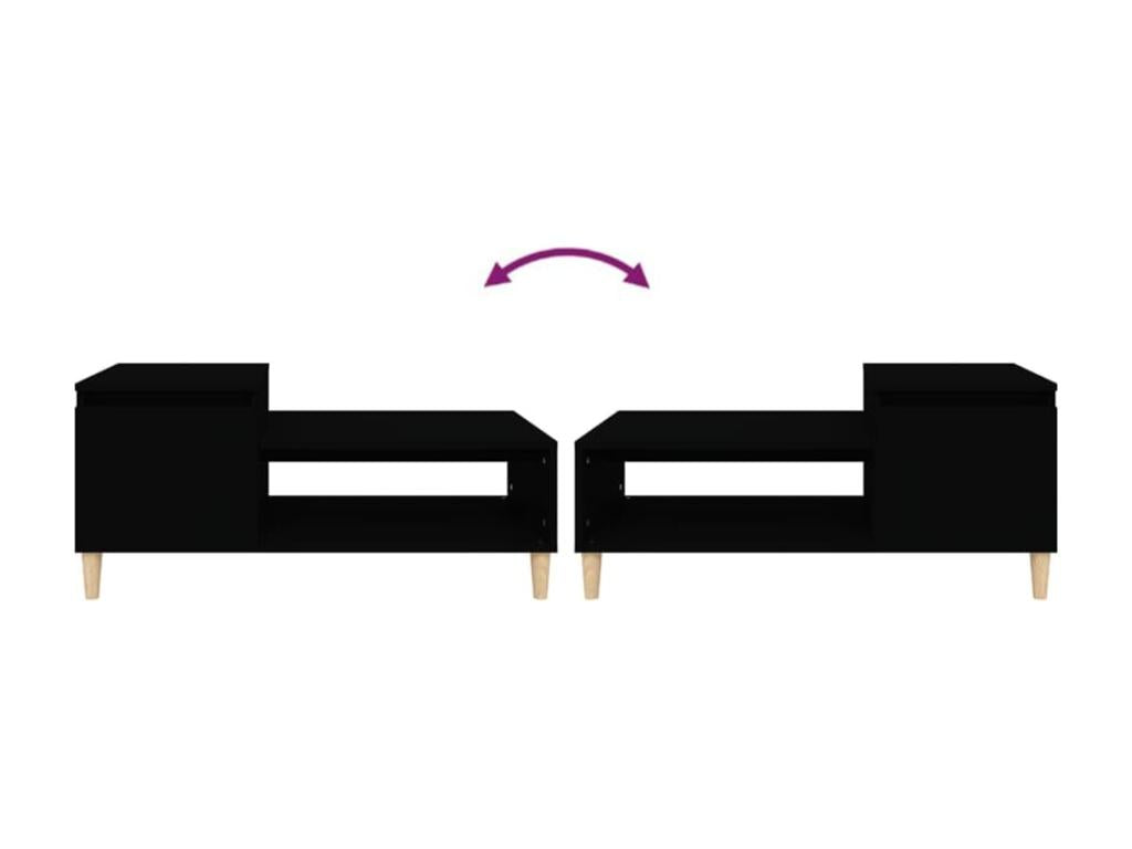 Black Engineered Wood Coffee Table, 100 x 50 x 45 cm