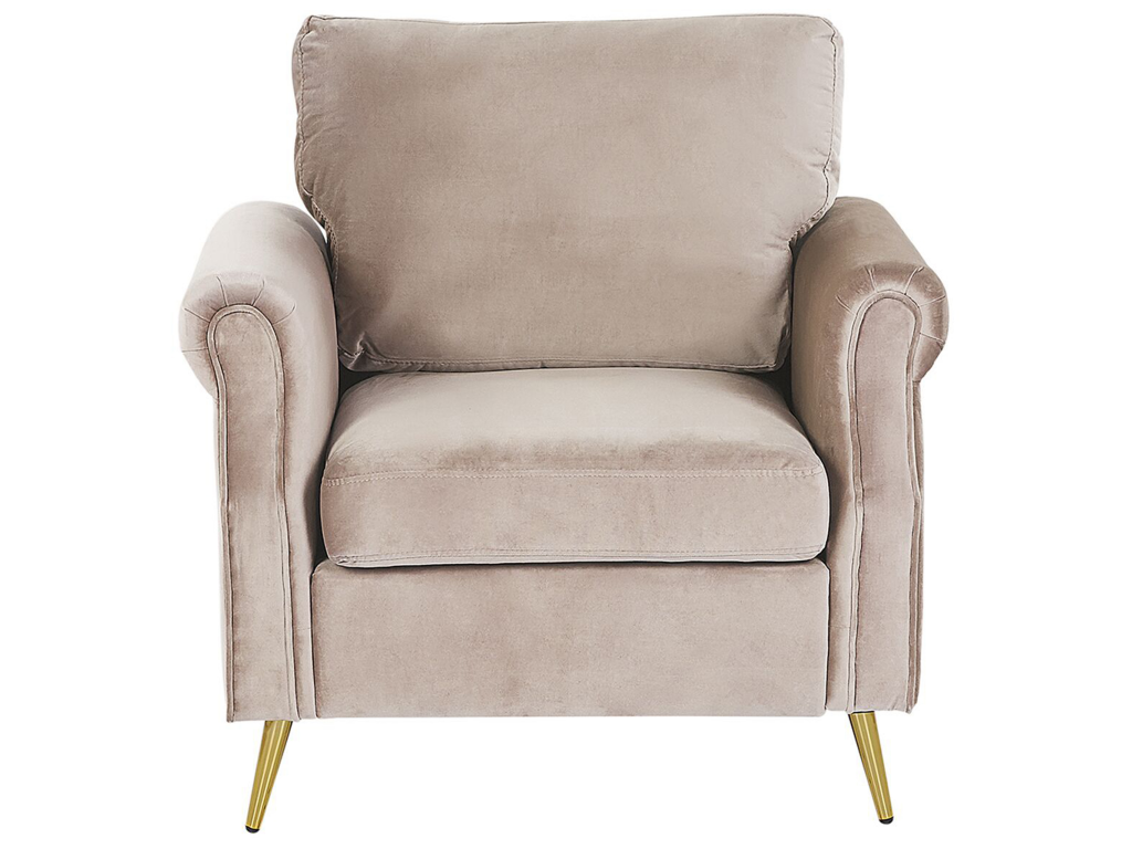 Beige Velvet Accent Chair