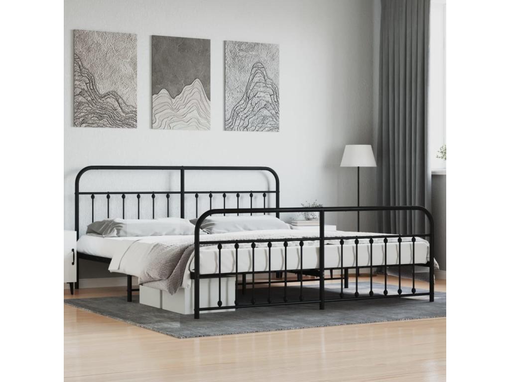 Black Metal Bed Frame, 193 x 203 cm