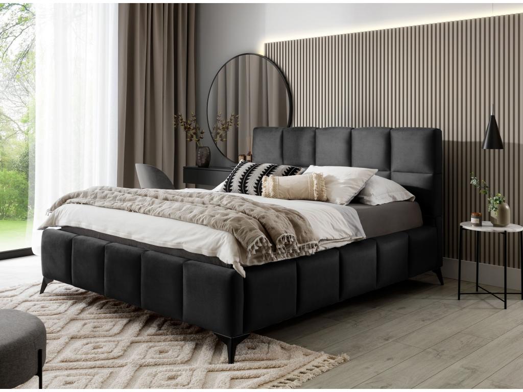 Black Velvet Bed, 140 x 200 cm