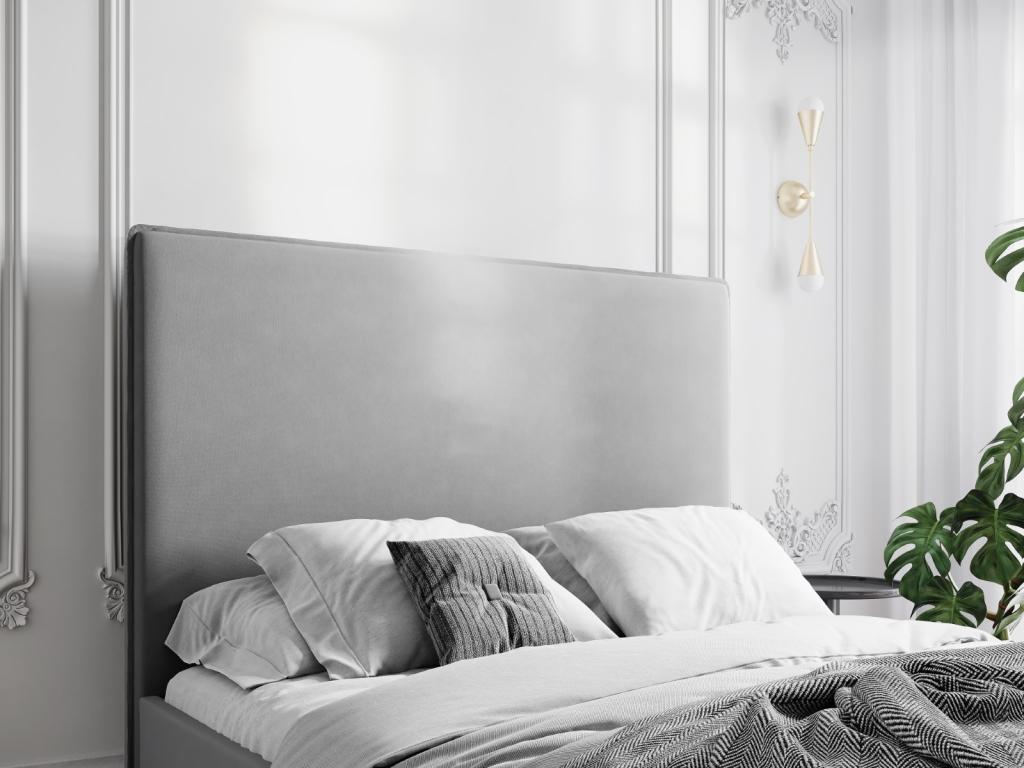 Gray Velvet Bed, 140 x 8 x 120 cm