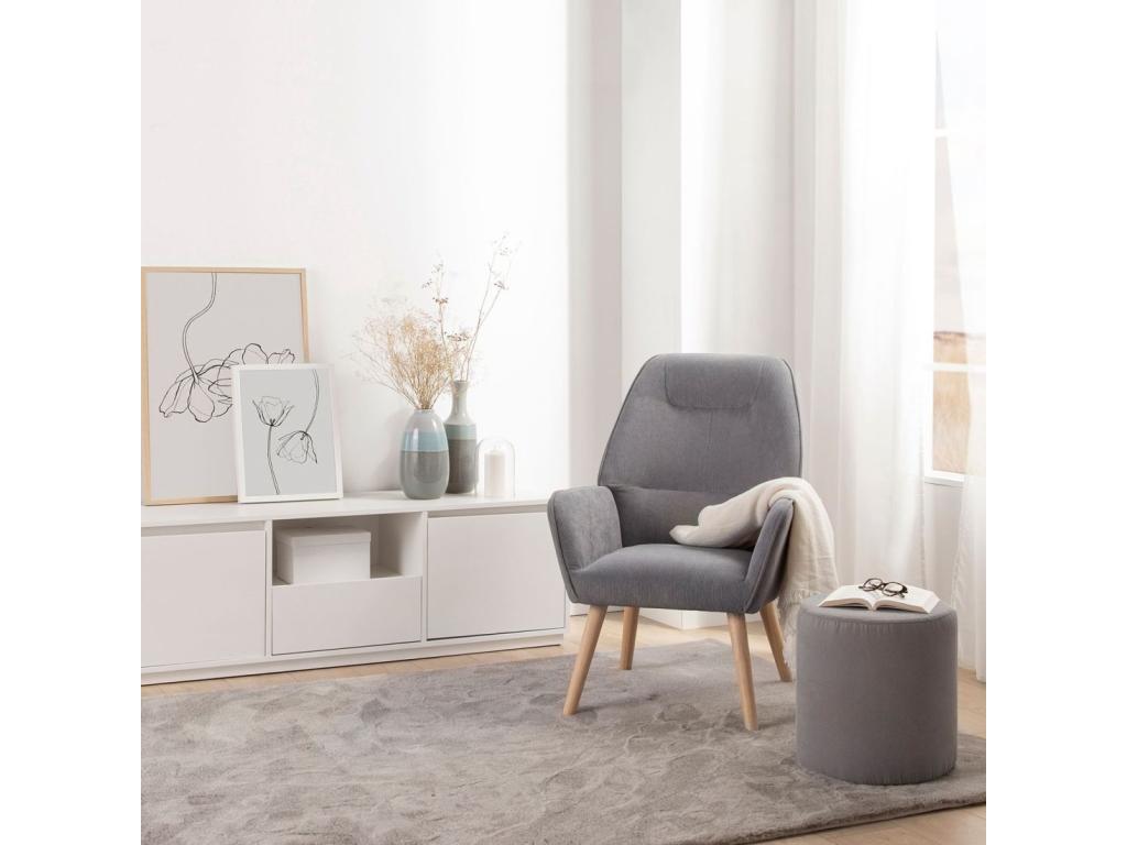 Gray Fabric Accent Chair, 65 x 93 cm