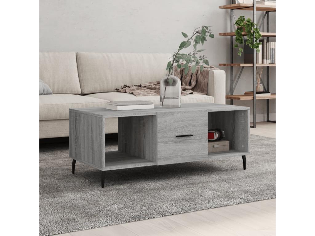 Gray Engineered Wood Coffee Table, 102 x 50 x 40 cm