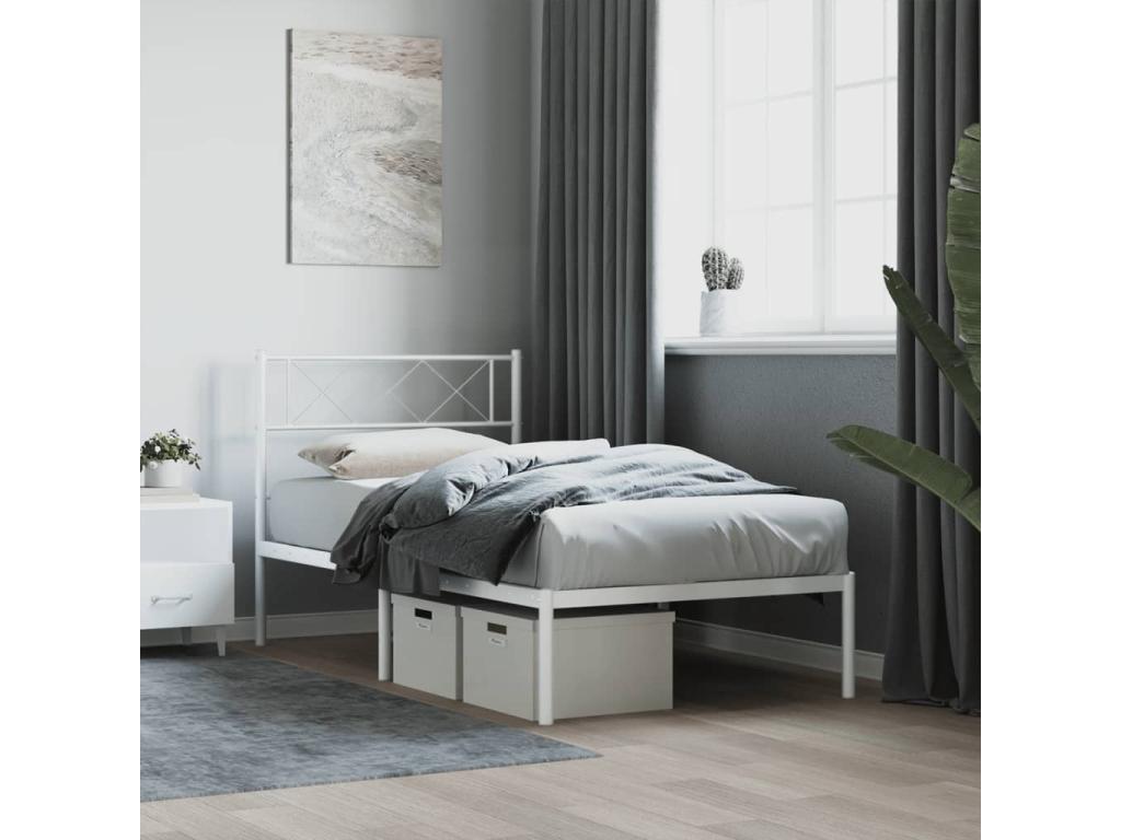 White Metal Bed Frame, 80 x 200 cm