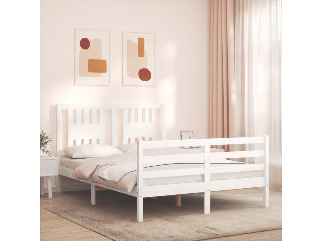 White Solid Wood Bed Frame, 120 x 200 cm