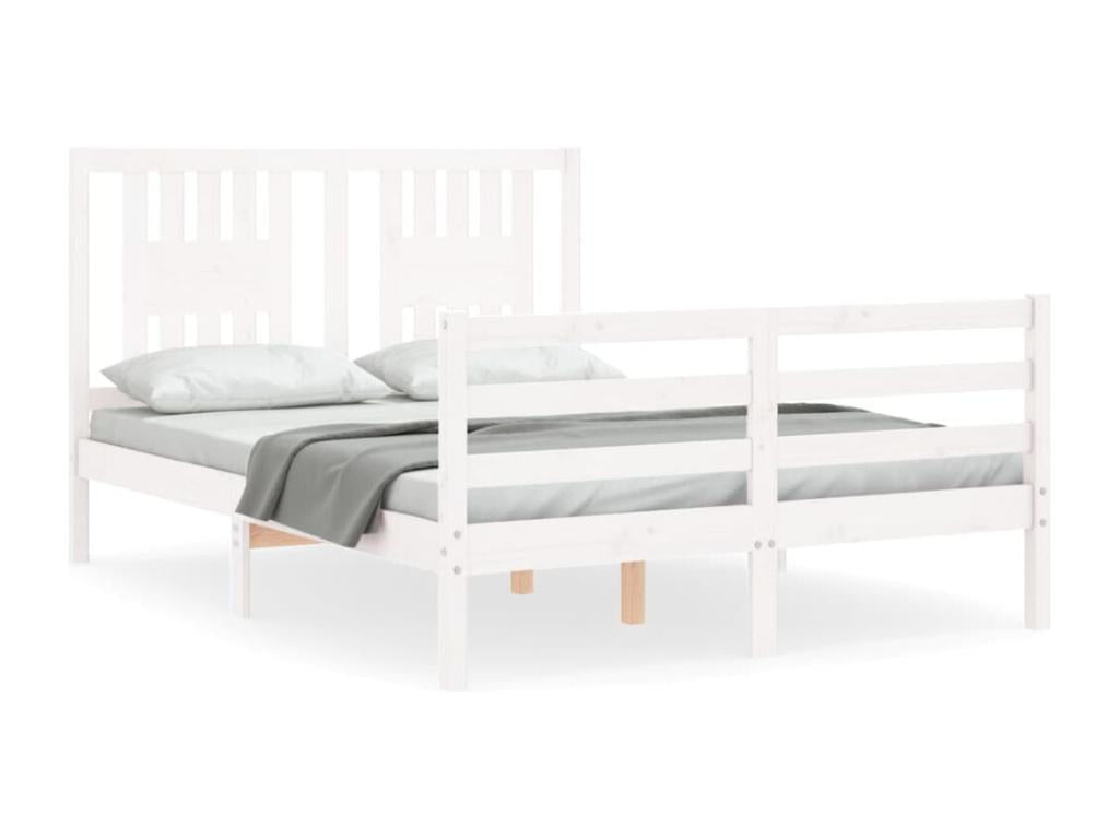 White Solid Wood Bed Frame, 120 x 200 cm