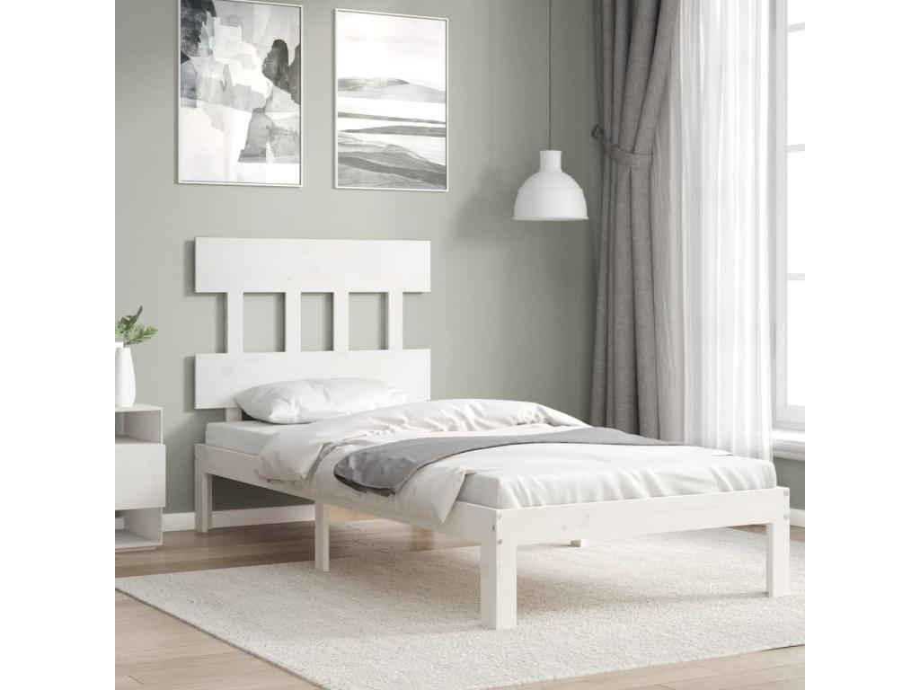 White Solid Wood Bed Frame, 100 x 200 cm - dlz1766579626724