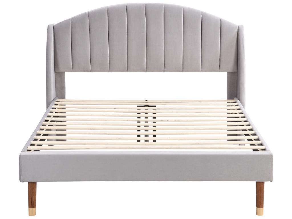 Gray Velvet Bed, 140 x 200 cm