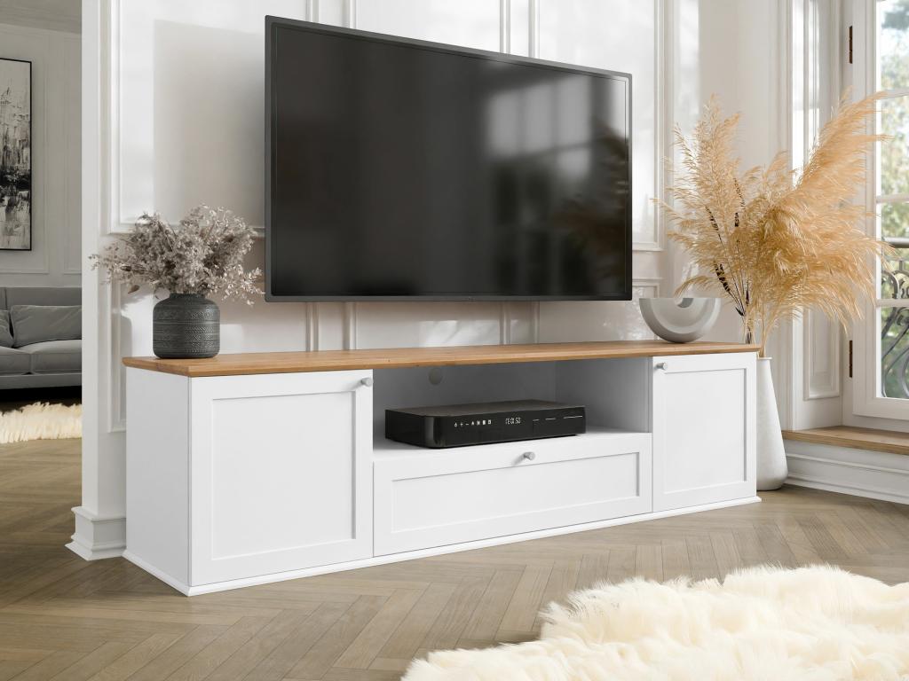 White Oak Wood TV Stand, 182 x 48 x 43 cm